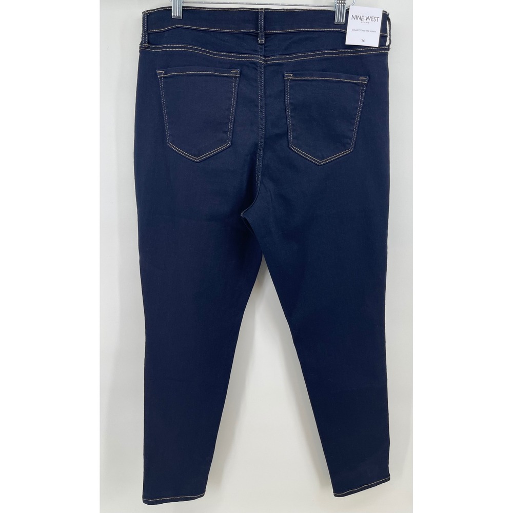Nine West Cigarette Mid Rise Skinny Jeans Dark Rinse Indigo Blue Womens 14 NWT - Picture 3 of 9